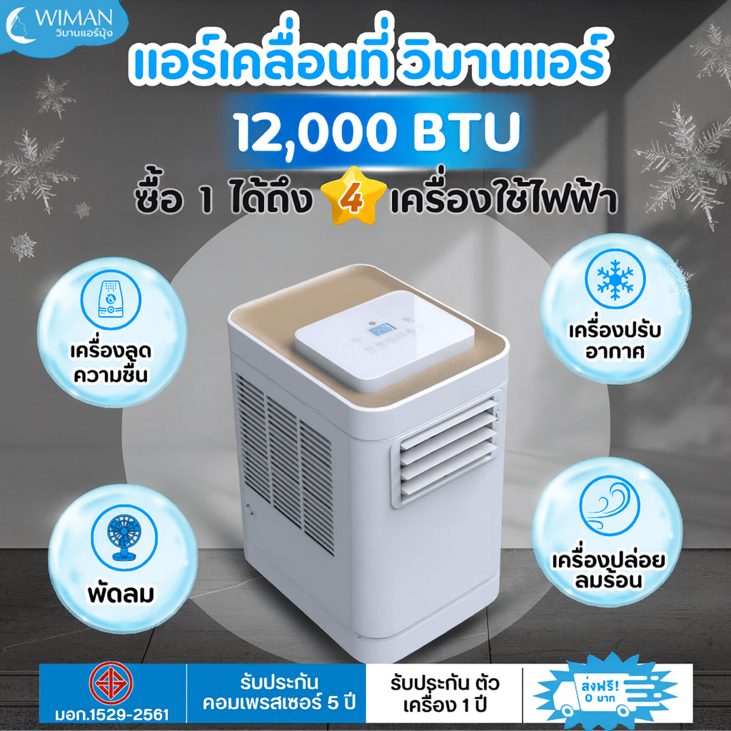 Wiman Air 12000 BTU -- ภาพตัวเครื่องและแผงควบคุม