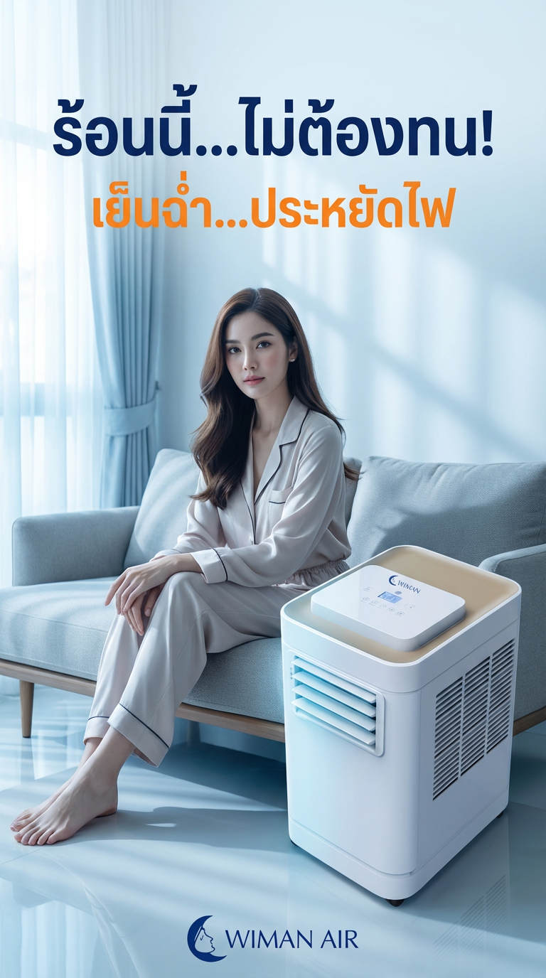 วิมานแอร์: รีวิวแอร์เคลื่อนที่ WIMAN Air 12000 BTU เย็นจริง ประหยัดไฟ ไม่ต้องเจาะ