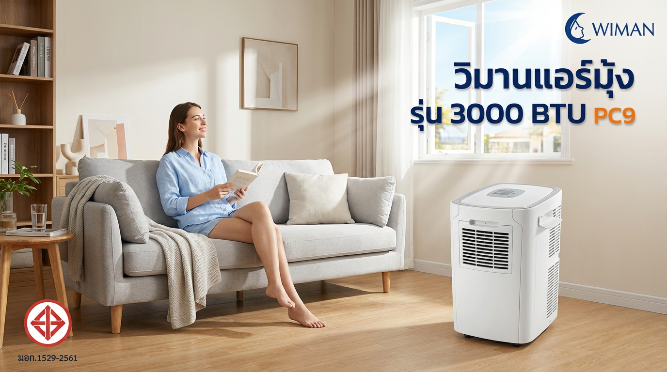 วิมานแอร์ PC9: แอร์เคลื่อนที่ มอก. เย็นฉ่ำ ประหยัดไฟ ห้องเล็กก็สบาย